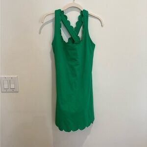 J. Crew Vibrant Green Scalloped Athleisure Dress